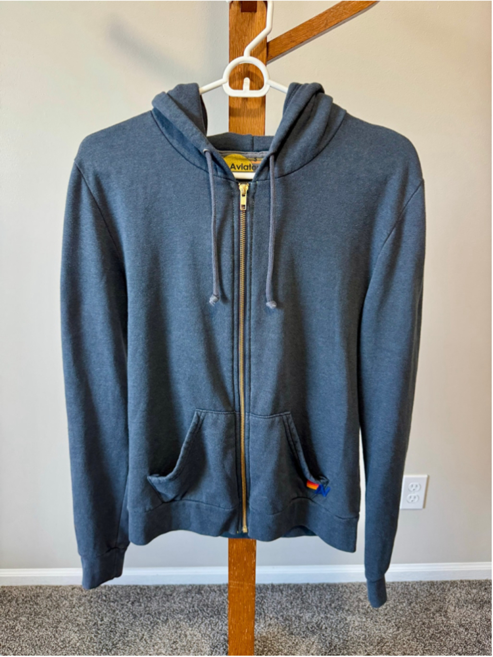 Women's Aviator Nation Full Zip-Up Bolt Hoodie Size S Blue